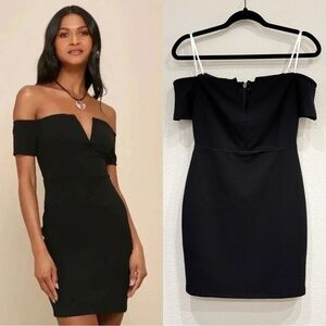 NWOT Lulus Cheers to‎ This Black Off-the-Shoulder Bodycon Dress
